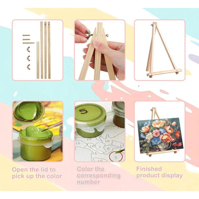 Paint by Numbers Kit for Adults Framed- Sunflower Canvas w Wooden Easel 20"x16"