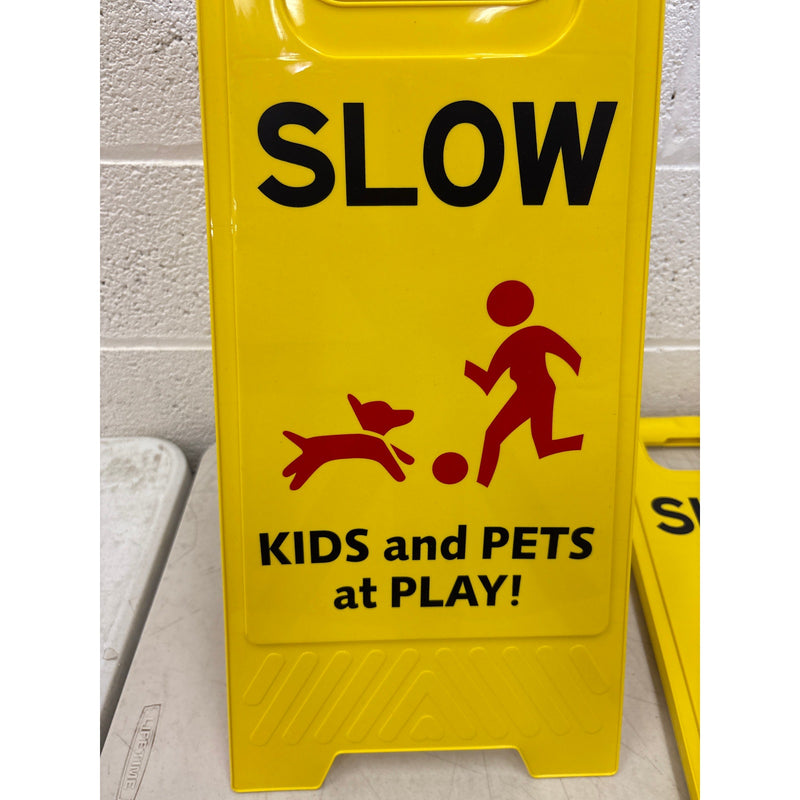 2-Pack Slow Kids and Pets at Play Sign, 24" Height, Signs for Street Yellow