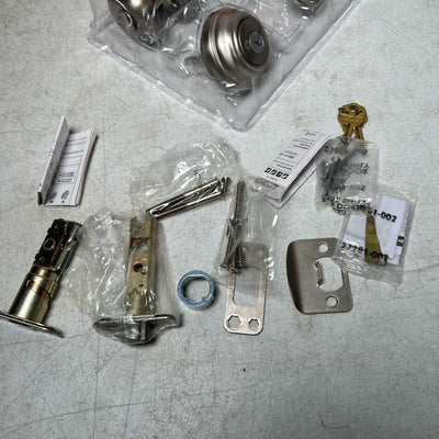 Kwikset Juno Exterior Entry Door Knob& Single Cylinder Deadbolt Set Satin Nickel
