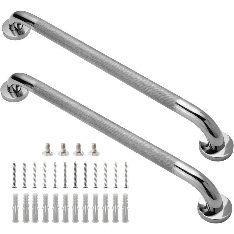 SET OF 2 Rockgoya Shower Grab Bar 24-in Bathroom Grab Bar, Stainless Steel