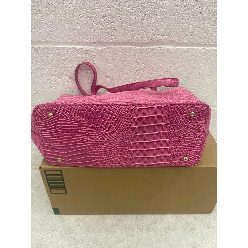 Pink Leather Tote Bag Leather Handbags for Women Top Handle with Purse - Pink