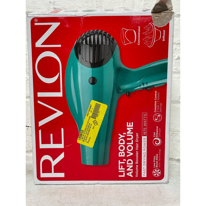 Revlon Volume Booster Hair Dryer | 1875W for Voluminous Lift and Body, (Green)