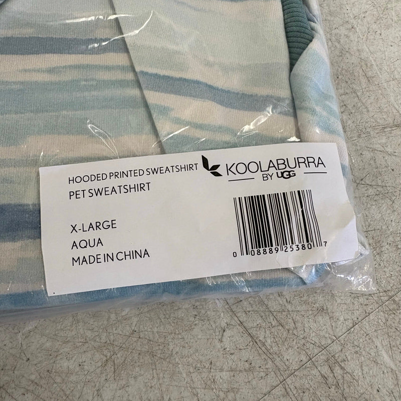 Koolaburra by UGG Pet Hooded Sweatshirt Dog Jacket- 20-21" Collar, Aqua - XL