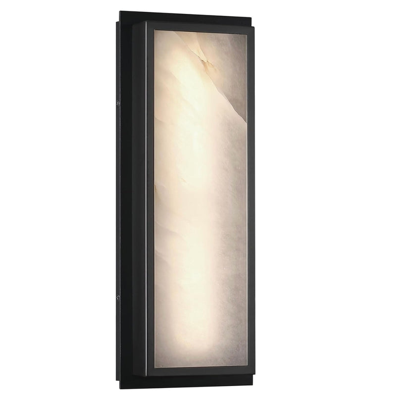 Doraimi Natural Alabaster Wall Sconce,16" x 6" LED Light Fixture - Black