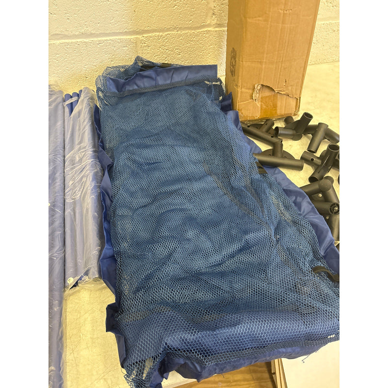 35"x33"x22" Mesh Pool Storage Bin Rolling Cart Organizer, Water Draining - Blue