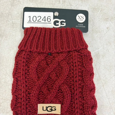 UGG Pet-Classic Cable Knit Dog Sweater Size Xtra Small 6-8" Collar - Red