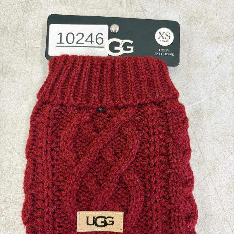UGG Pet-Classic Cable Knit Dog Sweater Size Xtra Small 6-8" Collar - Red