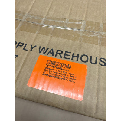 Case-of-50 SSWBasics 14-inch Black Wood Skirt and Pants Hangers