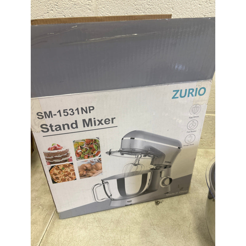 Zurio Stand Mixer with Egg Whisk, Flat Beater & Dough Hook - SM-1531NP, Silver
