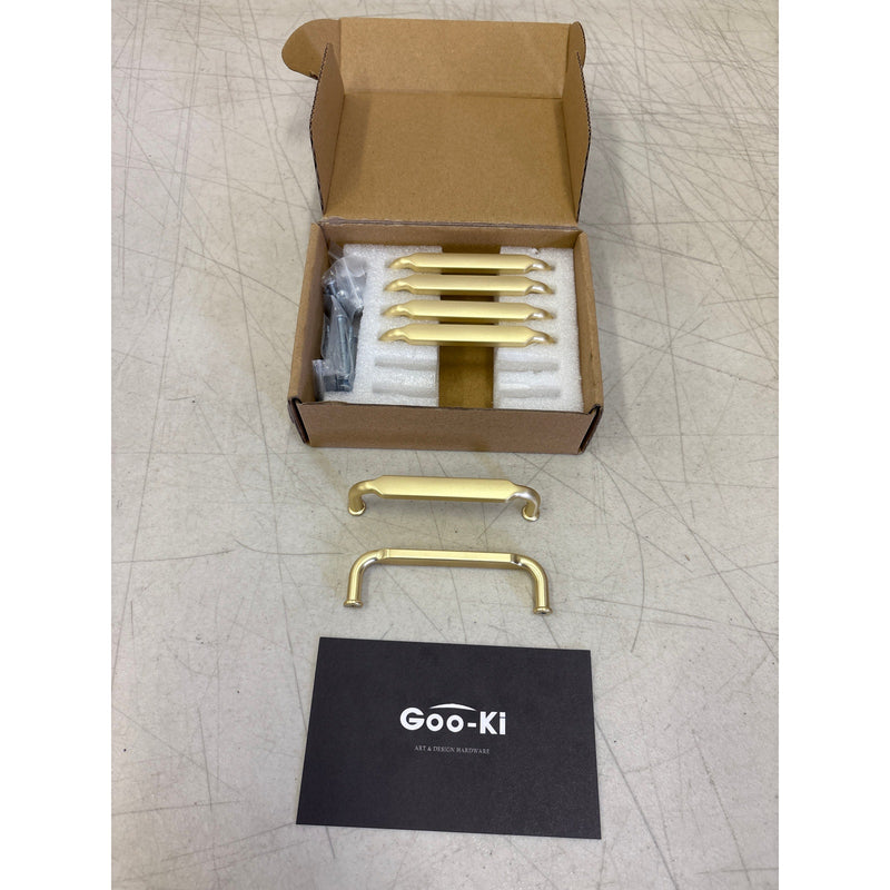 6-Pack Goo-Ki Brushed Gold Drawer Handles 3-3/4" Hole Centers Straight Bar Pull