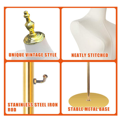 DamyTroso Female Mannequin Torso, Dress Form for Sewing 55-71" Height Adjustable