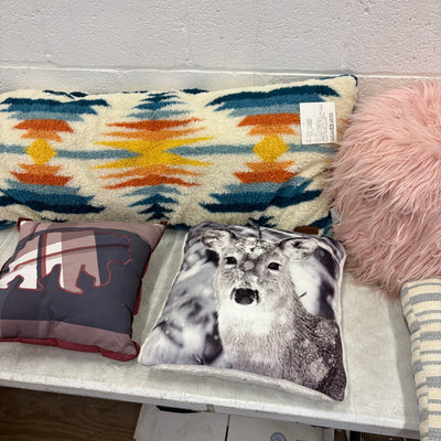 Assortment of 7 Pillows, Square Throw Pillows & Rectangular Body Pillow