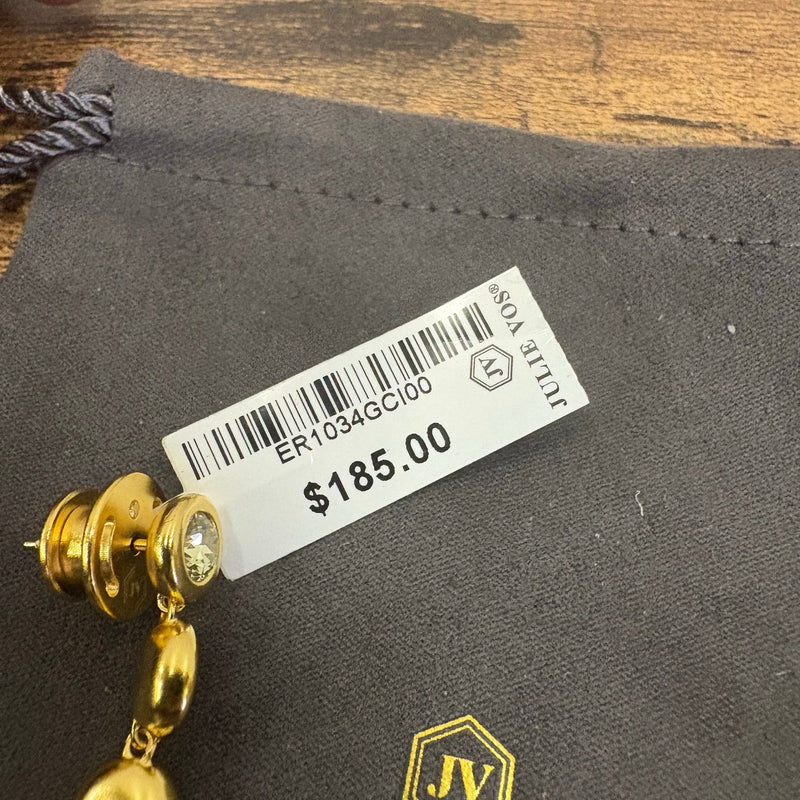 Julie Vos Rainbow Tier Earring, 24K Gold Plated, Champagne Radiance - Pink Green