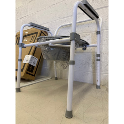 Medline 3-in-1 Foldable Steel Bedside Commode, 350lb weight capacity - Gray