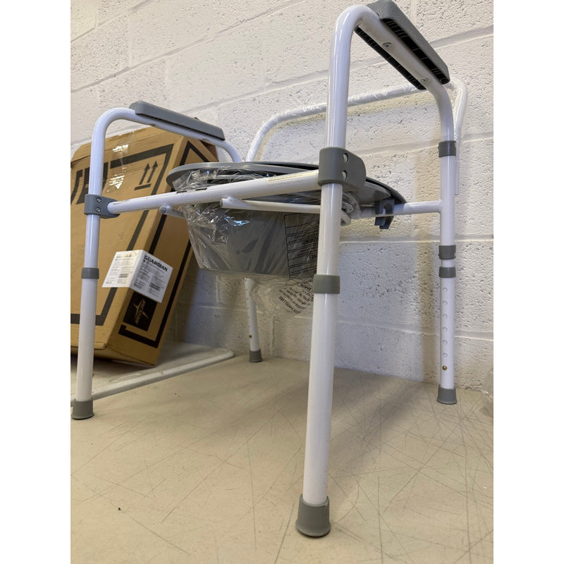 Medline 3-in-1 Foldable Steel Bedside Commode, 350lb weight capacity - Gray