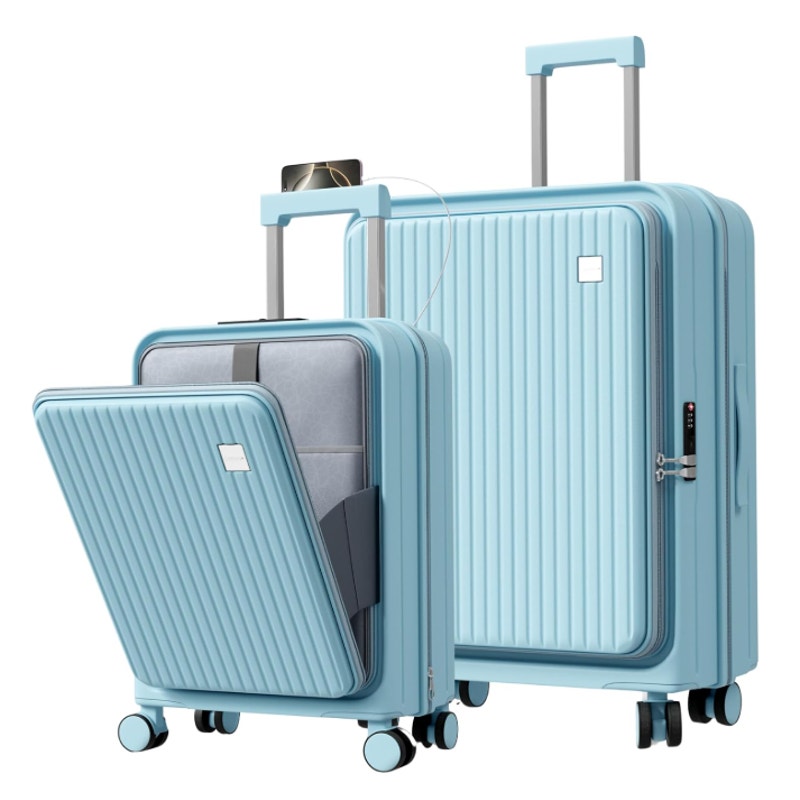 Classigo 2 piece luggage set Macaron Blue 20" & 28" Hardside Expandable Spinner
