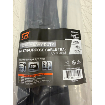 TR Industrial Ultra Heavy Duty Multi-Purpose UV Cable Ties, 22.8", 25pk - Black