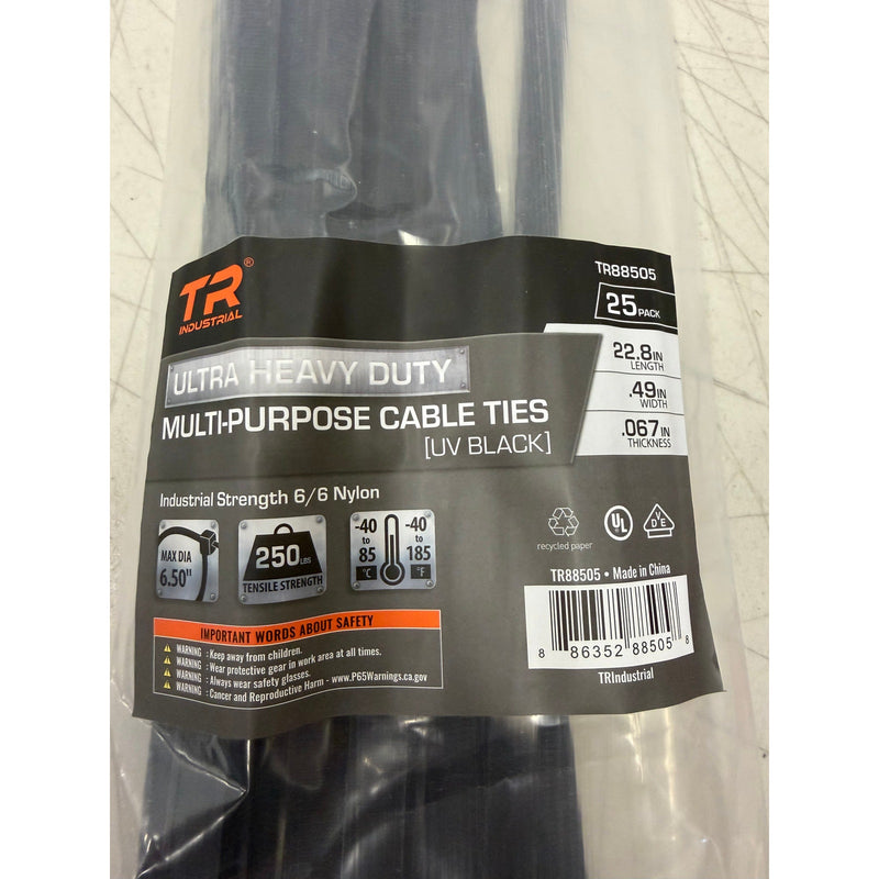 TR Industrial Ultra Heavy Duty Multi-Purpose UV Cable Ties, 22.8", 25pk - Black