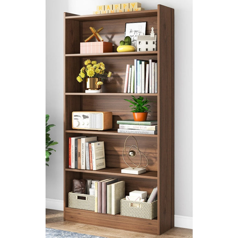 Tribesigns Wood Bookcase, 72" x 35" x 12" Bookshelf with 6 Storage Shelves Brown