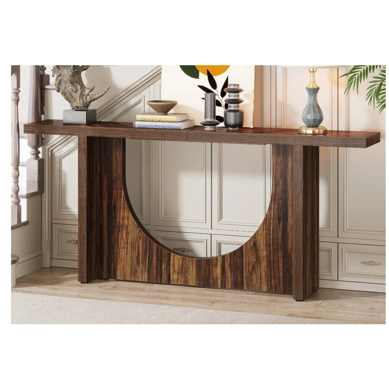 Tribesigns Farmhouse Console Table, 70.9" Wooden Hallway Foyer Table BROWN, READ