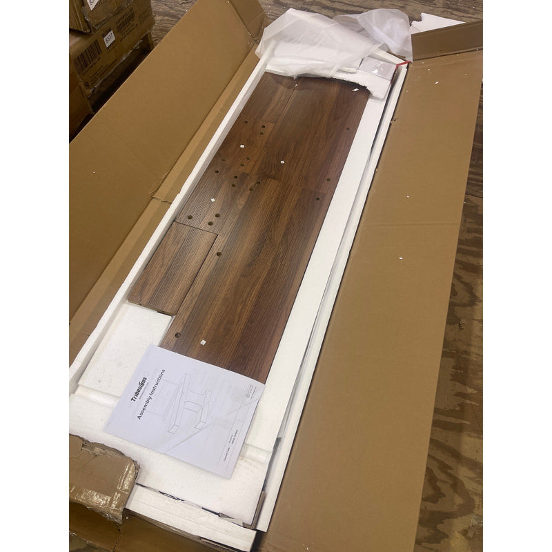 Tribesigns Offset 63" x 32" x 12" Console Table for Living Room/ Entryway, Brown