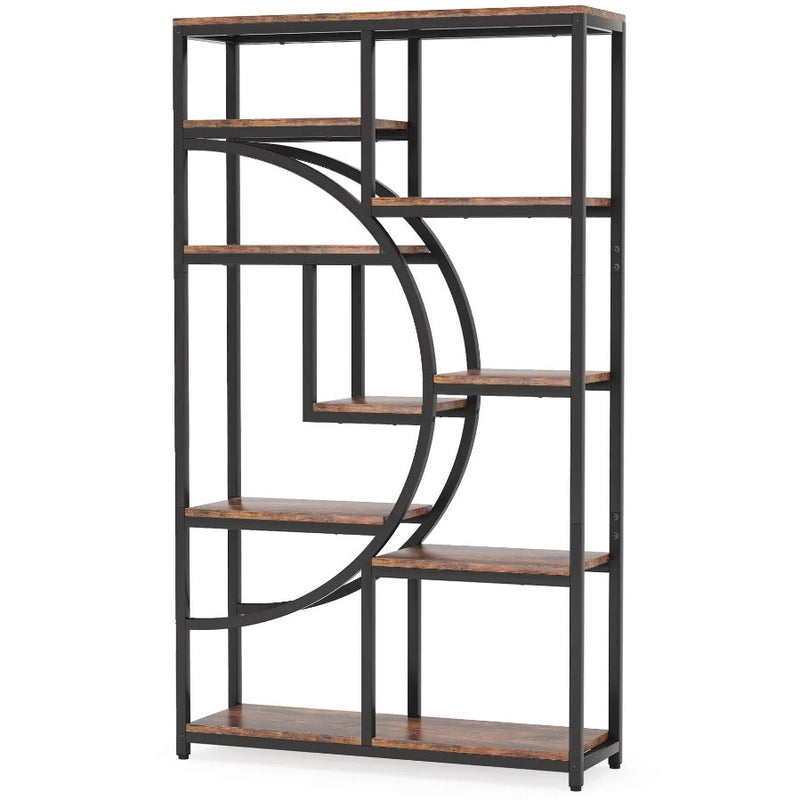 Tribesigns Freestanding Bookshelf 69" Etagere Bookcase, 9 Shelves, Brown/ Black