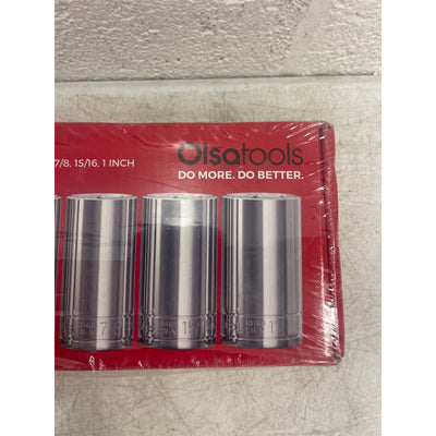 Olsa Tools SAE Socket Set 13pc, 3/8-Inch Drive, 6-Point Deep Socket Set 1/4"-1"