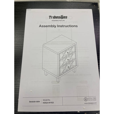 Tribesigns Modern Mirrored Nightstand 3 Drawers Slanted Legs Black Interior