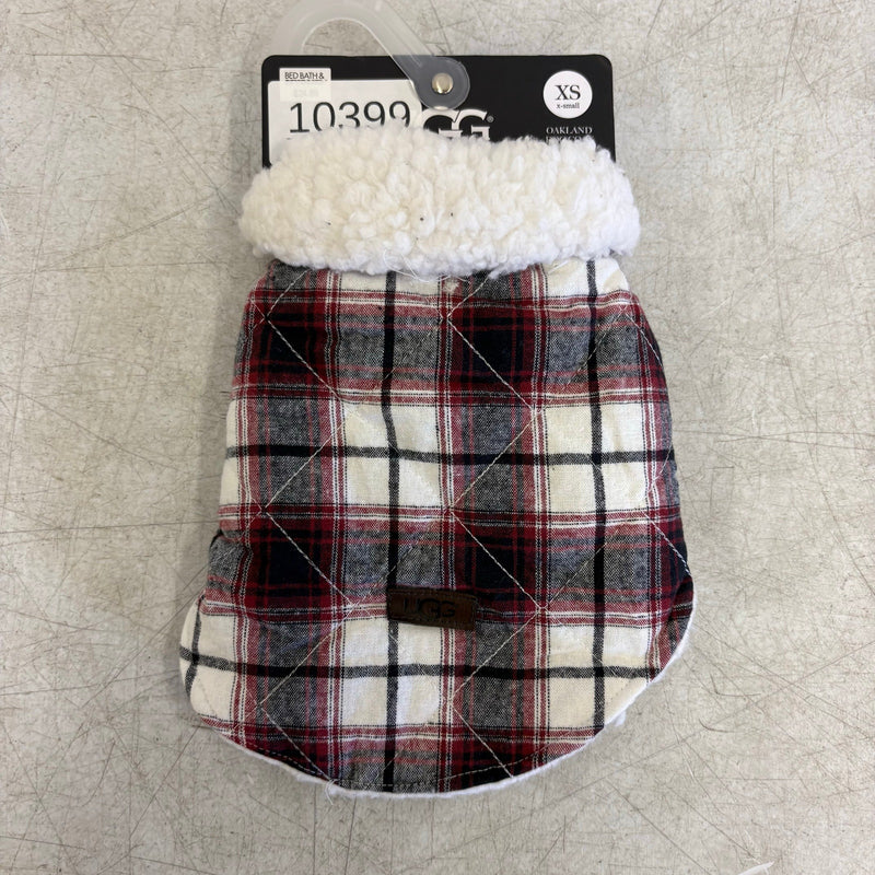 UGG for Pet Oakland Dog Coat, Dog / Cat 6-8" Collar, Red Plaid - Xtra Small