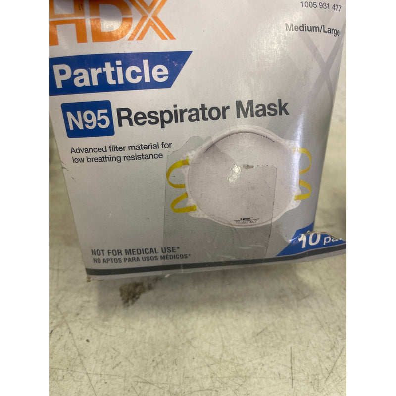 LOT-OF-40 HDX N95 Disposable Adult Respirator Mask Head Strap Medium/Large White