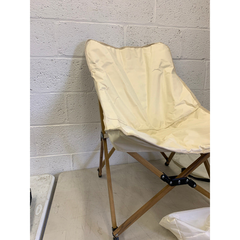 34" Folding Camping Chair w Carrying Case, Wooden / Metal Frame Tan SEE DETAILS