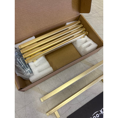 6-Pack Goo-Ki 6-1/4" Hole Center Cabinet Pulls Brushed Brass, Drawer Hardware