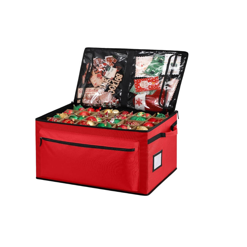 Yonsya - Christmas Ornament Storage Box - Holds Up to 72 of 4” Ornaments - RED