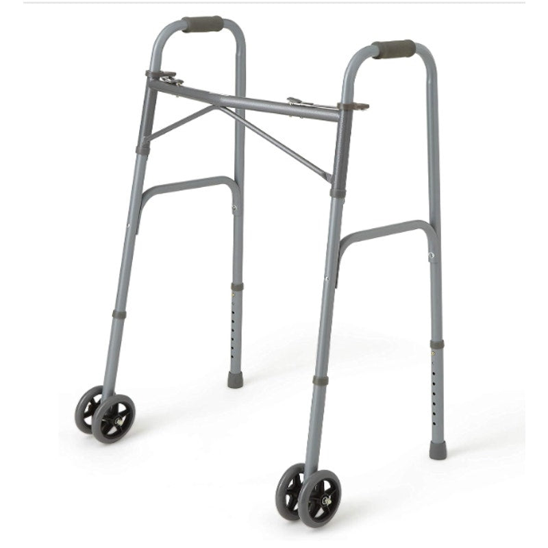 Medline Heavy Duty Bariatric Extra Wide Folding Walker w 5" Wheels Up to 600 lbs