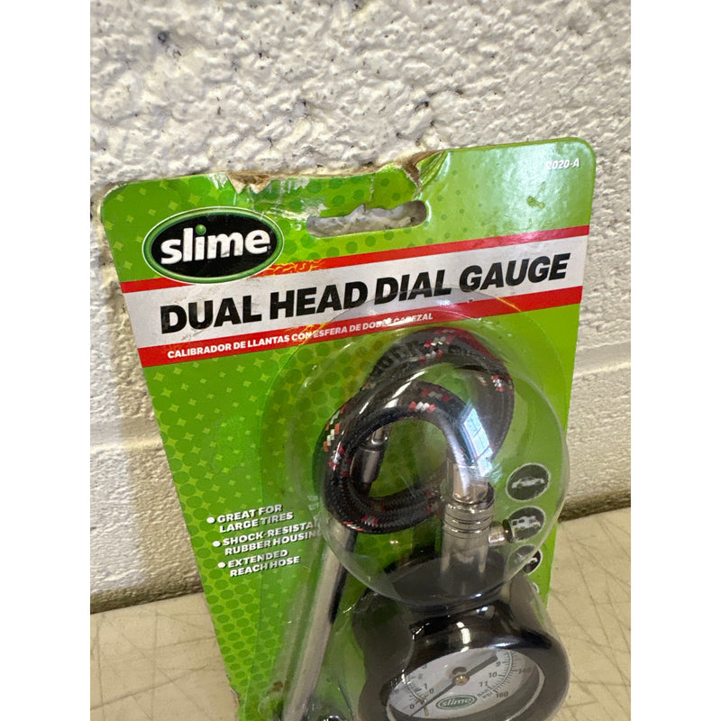 Slime Dual Head RV Dial Tire Gauge 10-160PSI Extra Long Air Hose Shock Resistant