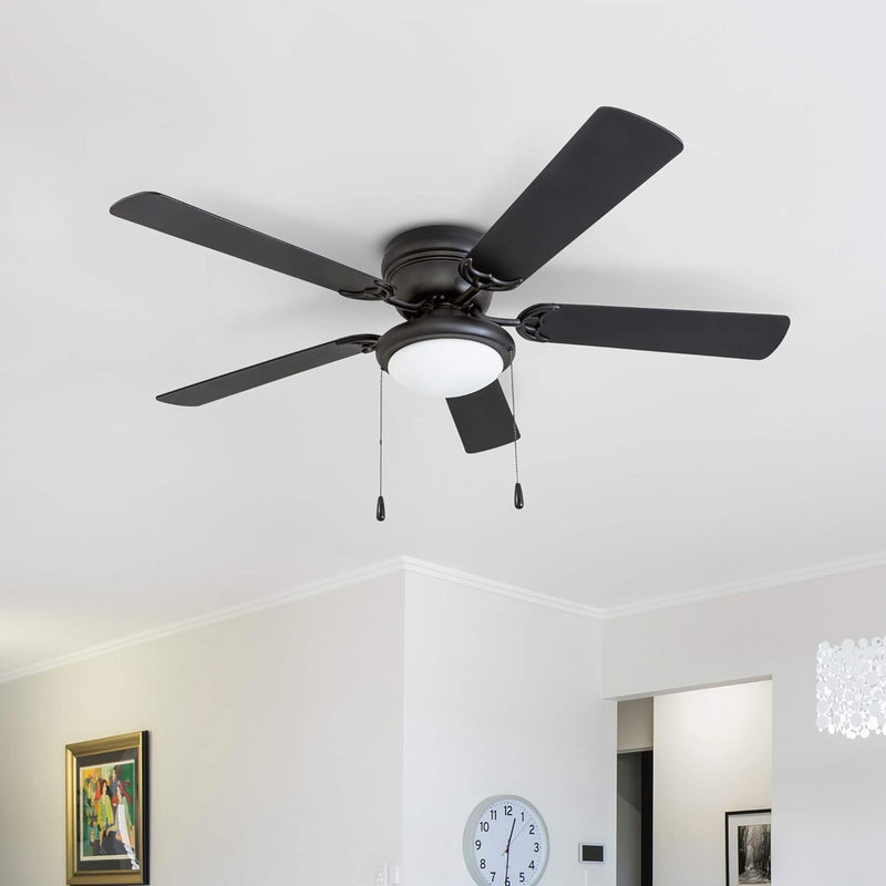 52" West Hill 5-Blade Hugger-Style Ceiling Fan with Dimmable Light -Matte Black