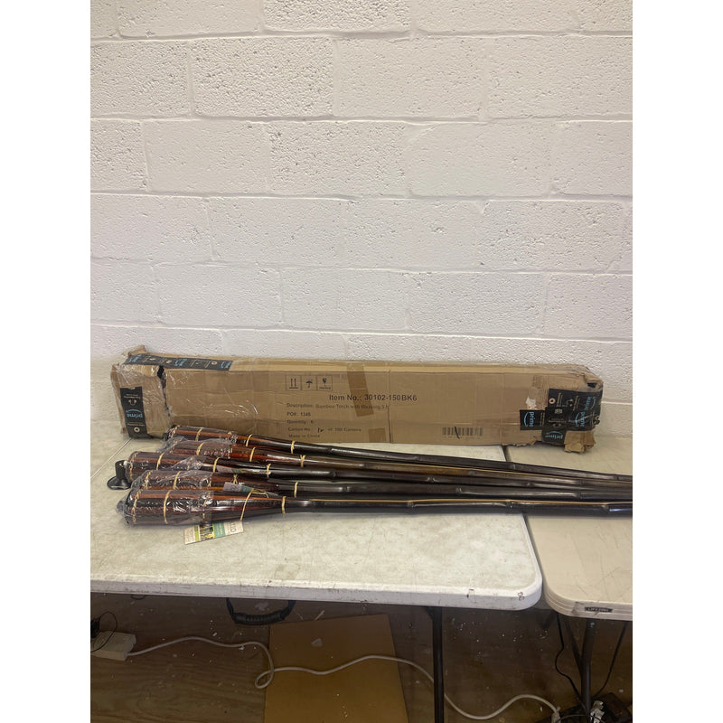 Patio Essentials 5 Ft Bamboo Torch, 5-Pack Dark Brown Bamboo Tiki Torches