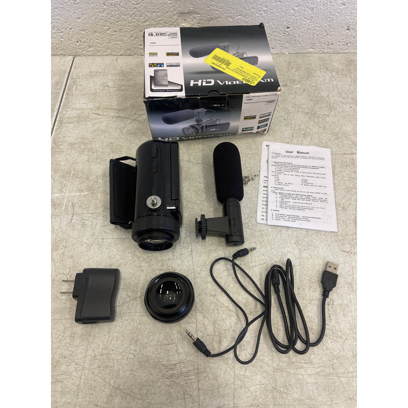 HD Video Camera 1080P 16MP Camcorder IR Night Vision Vlogging Camera Black w Mic
