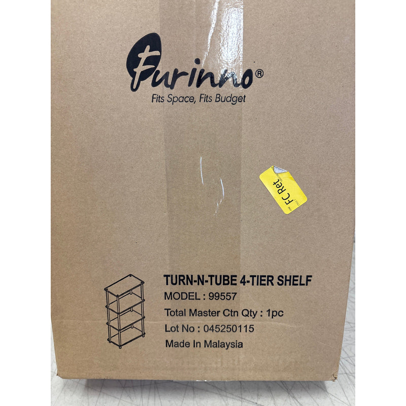 Furinno Turn-N-Tube 4-Tier Multipurpose Shelf Display Rack, White/White