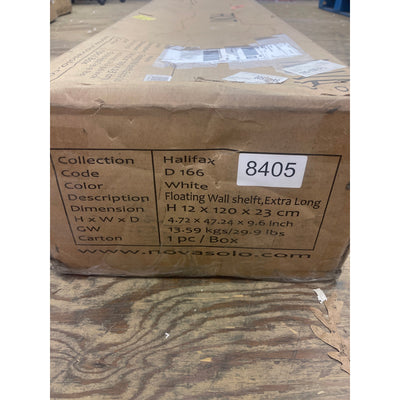 Nova Solo Halifax Floating Wall Shelf, White 4.7 x 9.6 x 47.2 in. Ding/ Dent