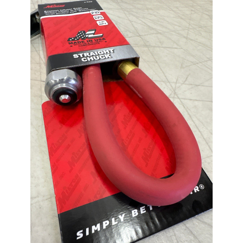 Milton Industries Straight Head Chuck Bayonet Style Inflator Gauge 10-120 PSI