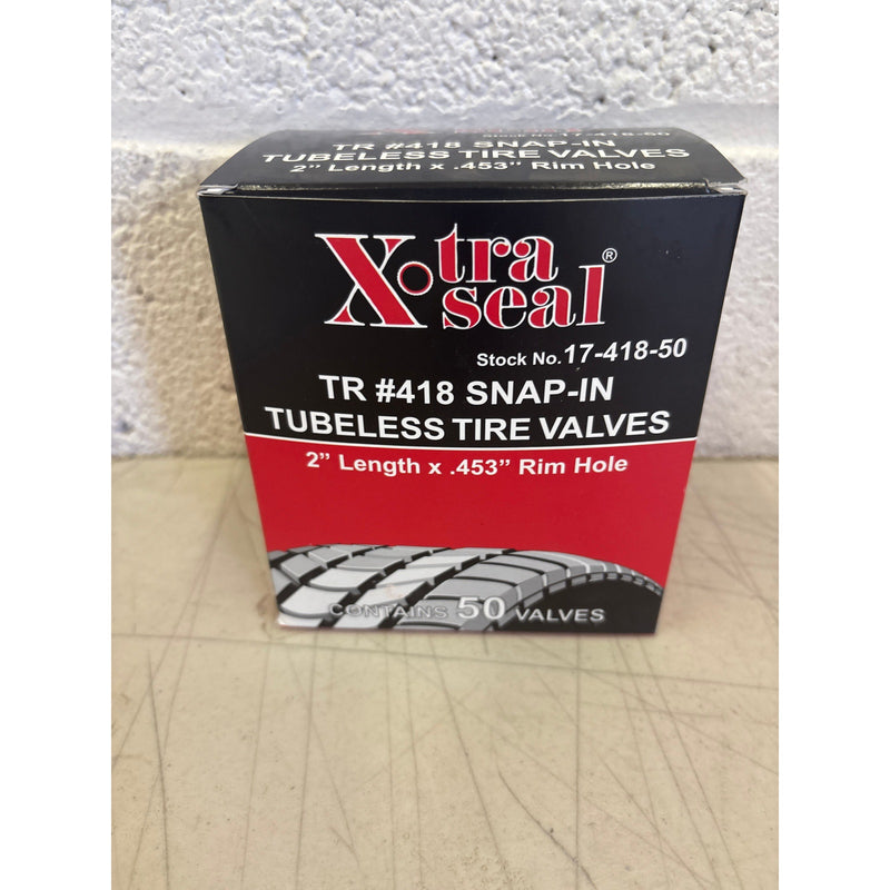 Pack-of-50 Xtra Seal 2" Rubber Snap-In Tubeless Tire Valves, Black  17-418-50