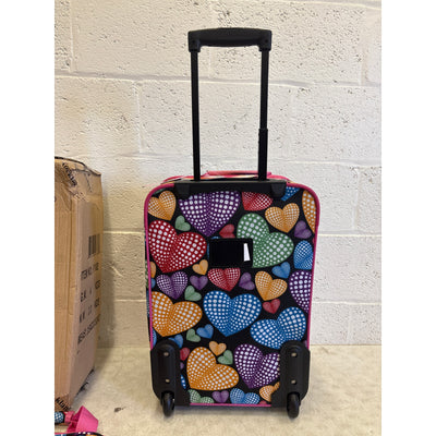 Rockland Rio 2pc Softside Carry On Luggage Set, Multicolor Heart Design - F102