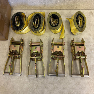 Waltyotur 4 Pcs Auto Lanyard Ratchet Straps 2 x 96 Classic Yellow 3300 LB CAP