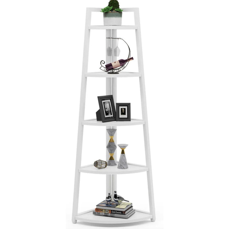 Tribesigns 5-Tier Corner Shelves 70" Tall Corner Ladder Shelf Bookshelf White