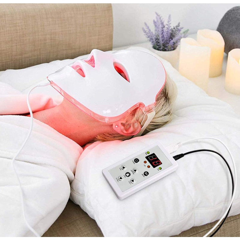 Blue Red Light Therapy Mask for Face, 7 Colors LED Face Mask Light Therapy