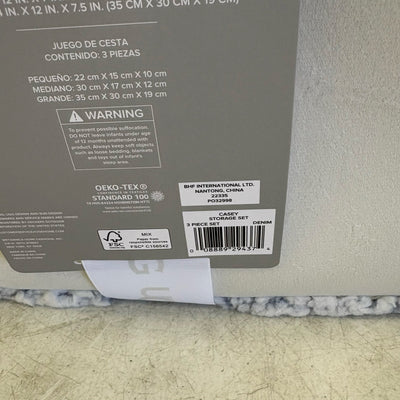 Ugg Casey 3 Piece Storage Set, Baskets with Handles, Home Organization - White