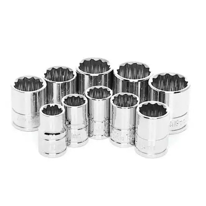 Performance Tool 10 Piece 3/8 in. Drive 12pt Metric Socket Set, 10mm to 19mm