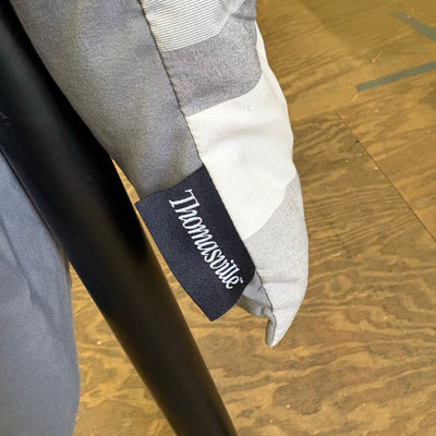 Thomasville Queen Comforter Set w 1 Pillow Sham, Dual Sided Gray/White Stripes