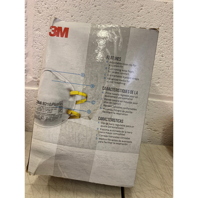 8 CAJAS DE 20 MASCARILLAS 3M 8210 Plus Respirador N95 para partículas de polvo de lijado de pintura